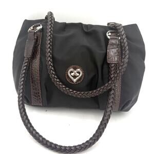 Brighton Black & Brown Leather Rhianna Nylon Shoulder Bag Handbag